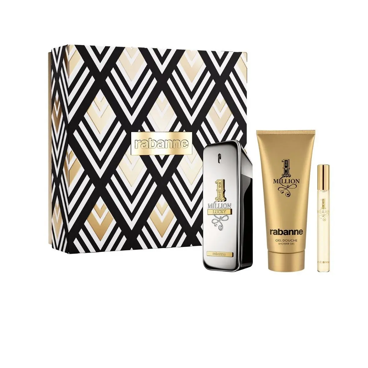 1 Million Lucky by Rabanne 3.4 oz Eau de Toilette Spray For Men.3pcs Gift Set
