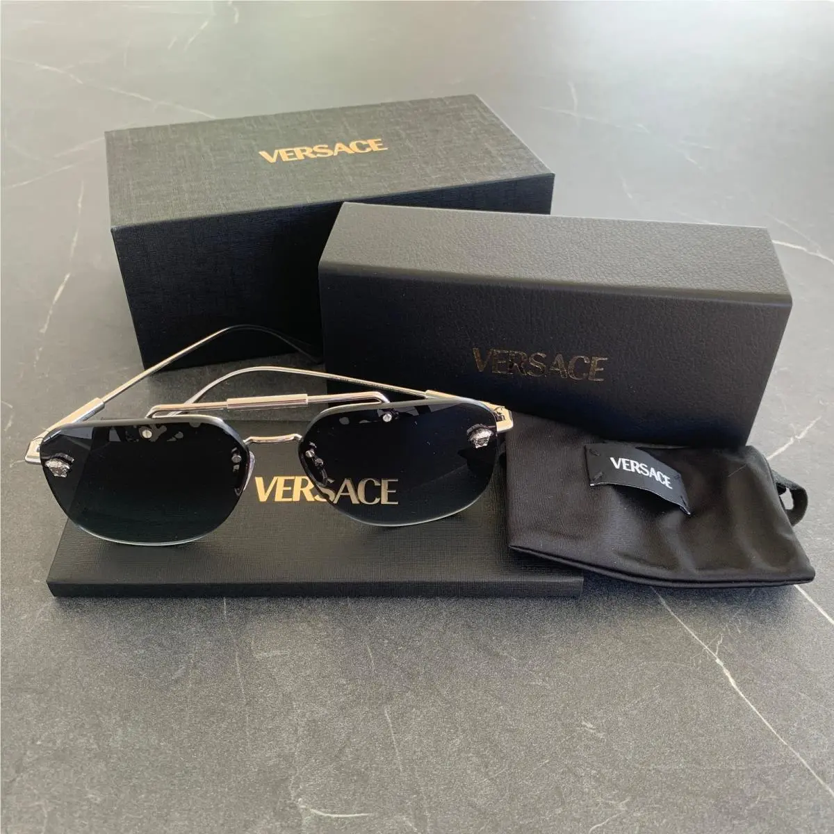 Versace VE2296 Silver Blue Gradient Grey 1000/V1 Sunglasses 60mm