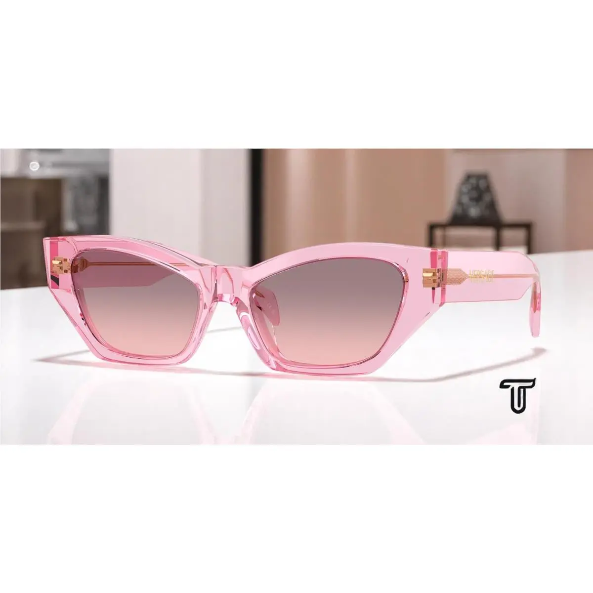 VE4488U 53705M Transparent Rose Rose Gradient Grey 53mm Women Sunglasses by Versace