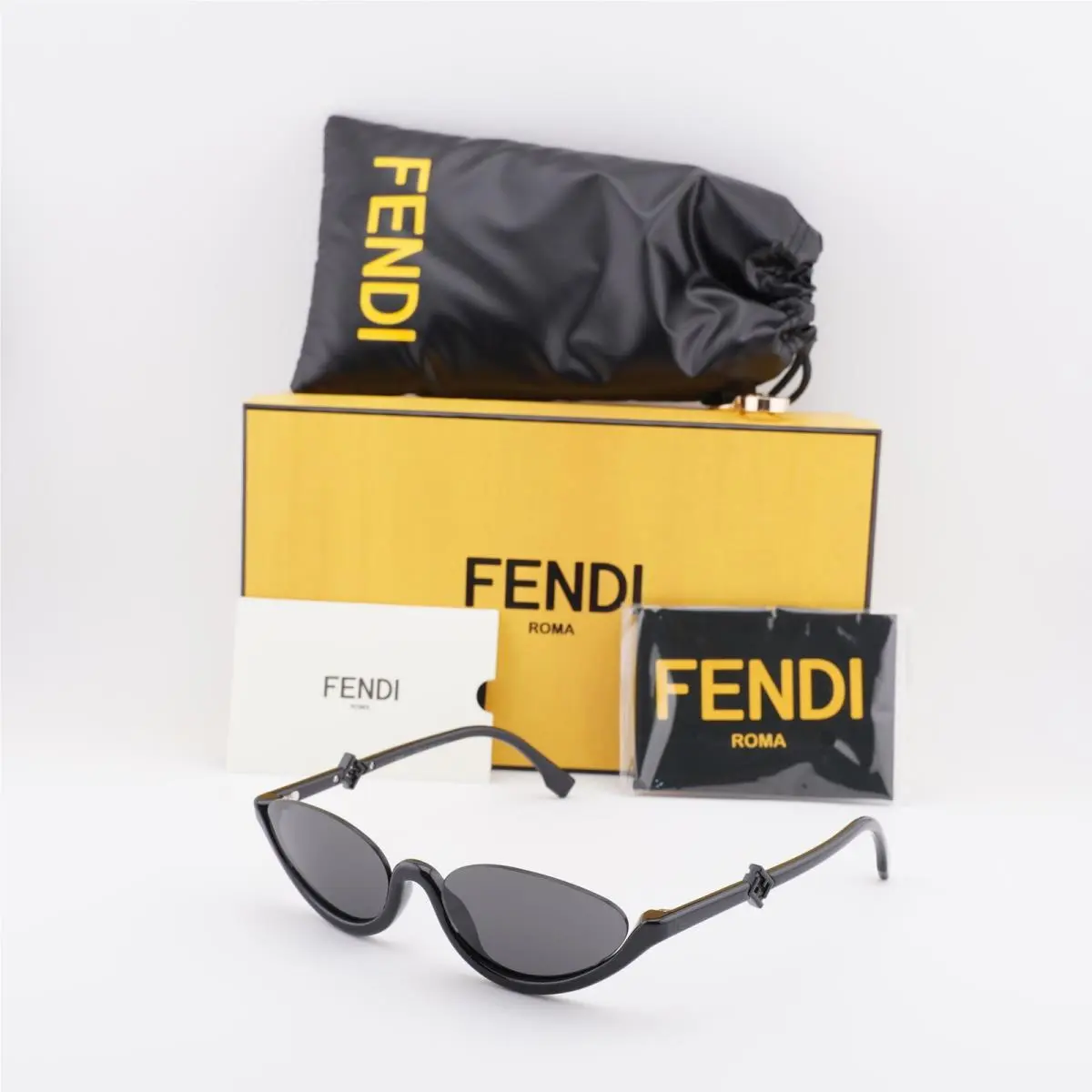 Fendi FE40178U 01A Shiny Black/smoke 53-19-140 Sunglasses