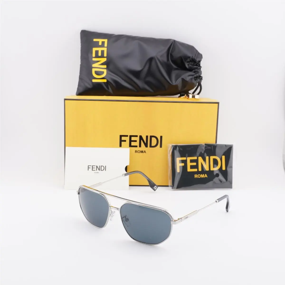 Fendi FE40154U 16A Shiny Silver/grey 61-15-145 Sunglasses