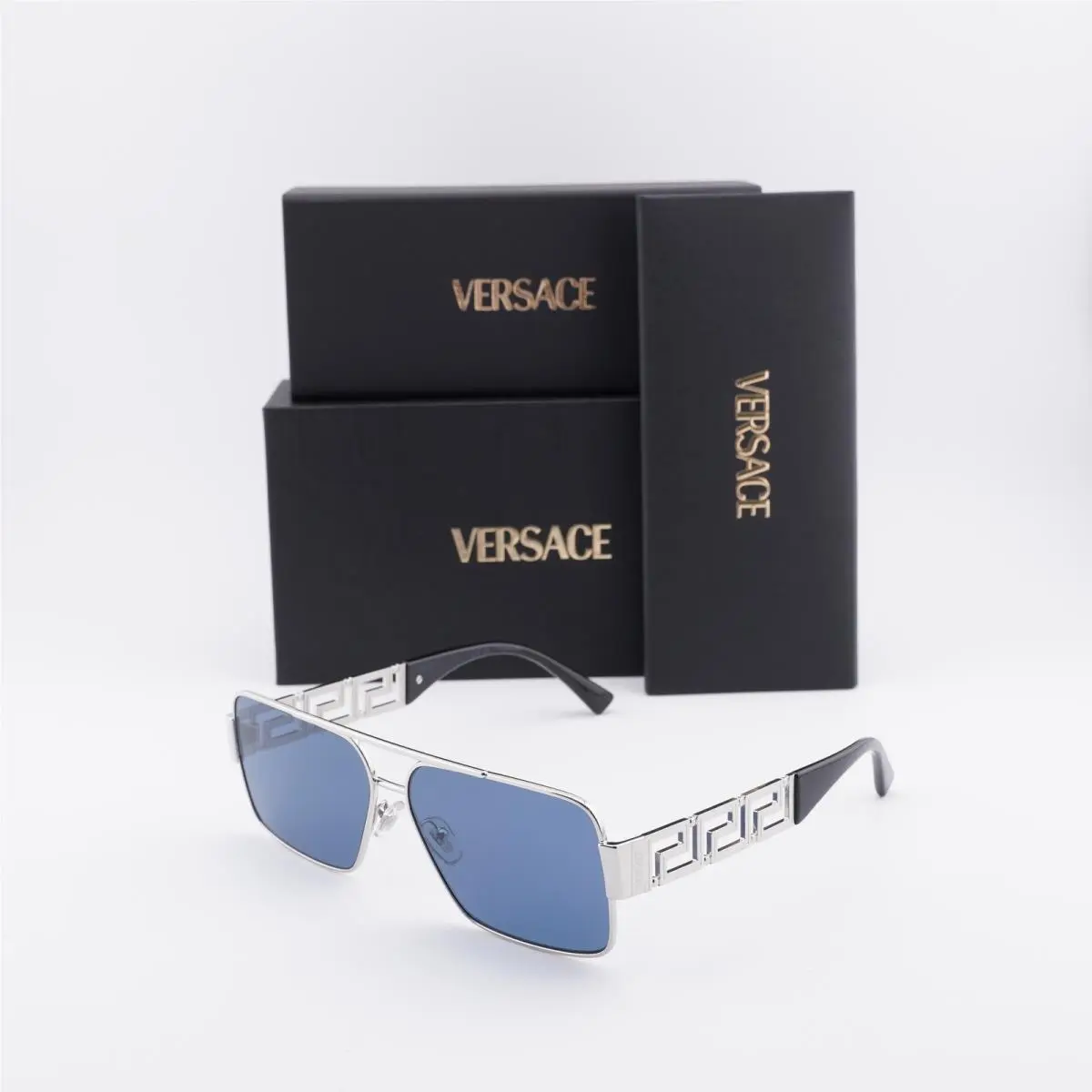 VE2290 100180 Silver/dark Blue 61-13-145 Sunglasses by Versace