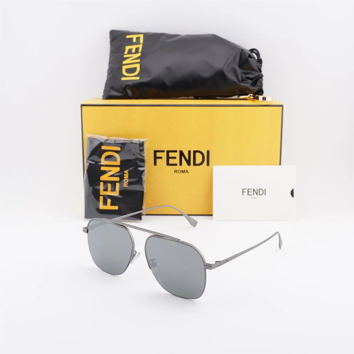 FE40005U 15C Matte Light Ruthenium/smoke Mirror 57-17-145 Sunglasses by Fendi