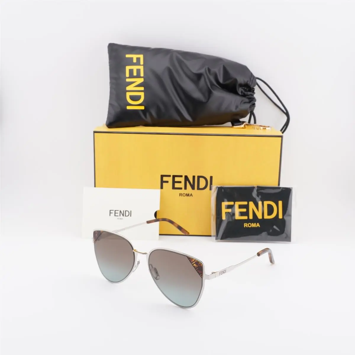 Fendi FE40189U 16F Shiny Palladium/brown Gradient 57-17-145 Sunglasses
