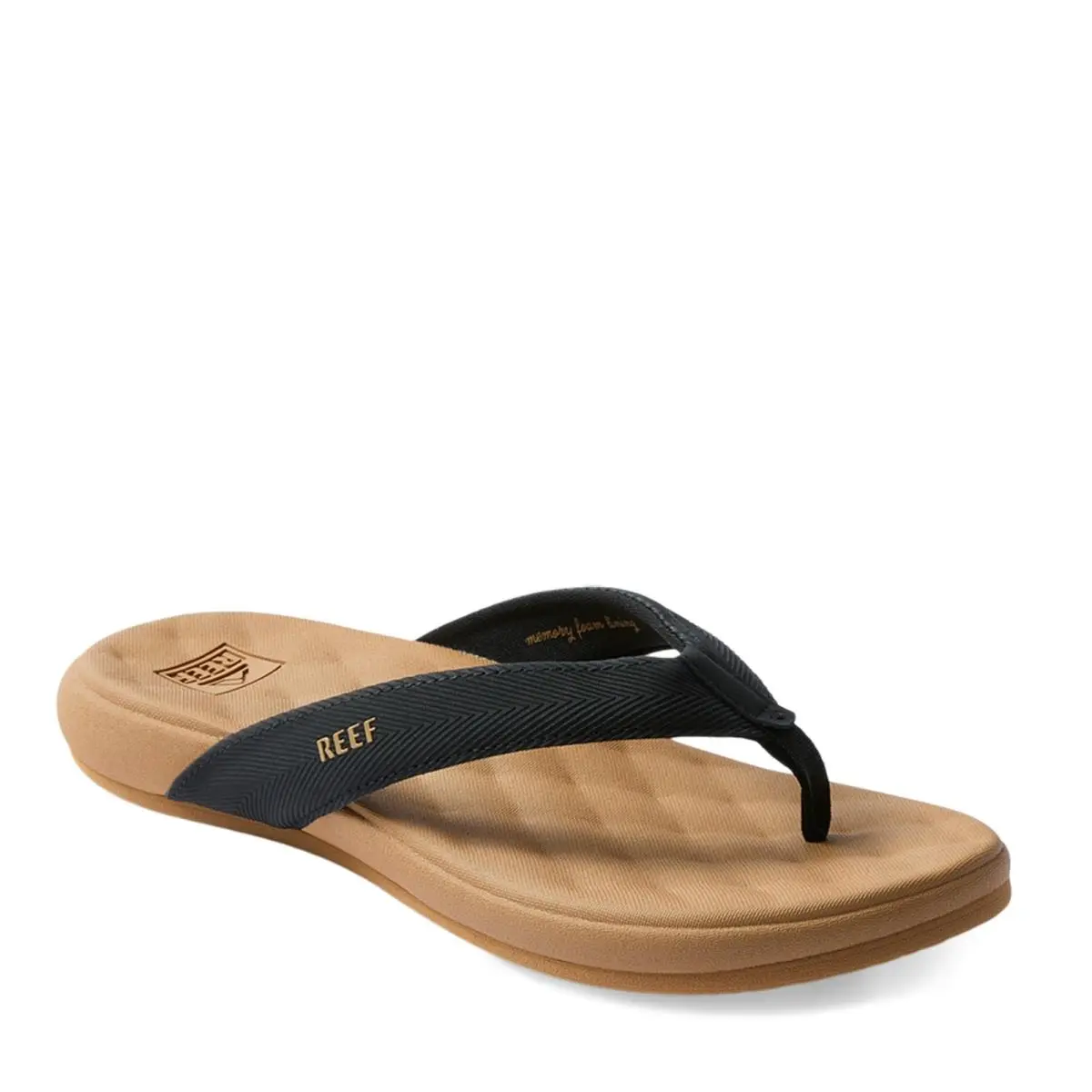 Women`s Reef Cushion Melody Sandal CJ8132 Black Tan Synthetic