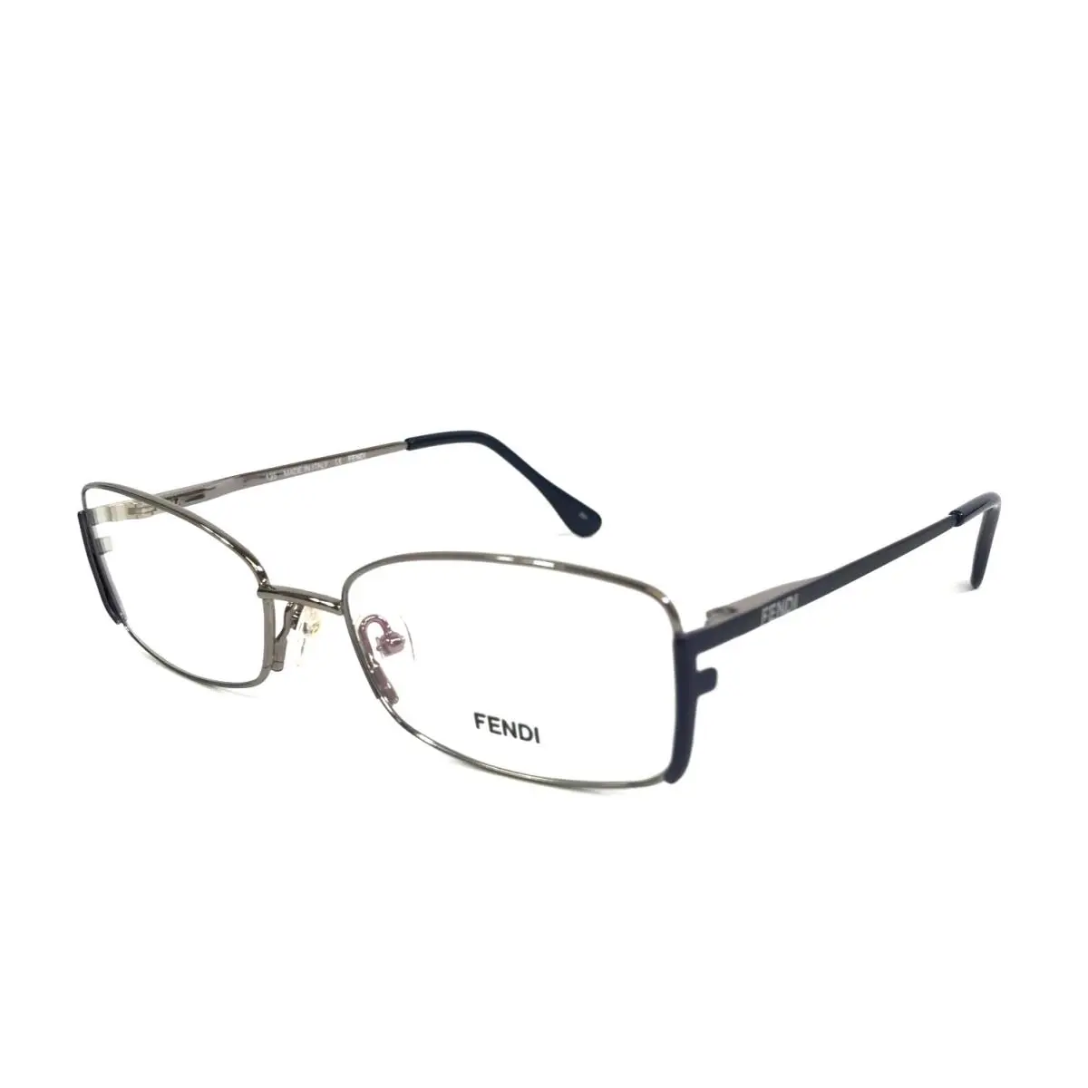 Fendi Eyeglasses Frames F960 030 Nickel Silver Blue Rectangle Full Rim 52-135