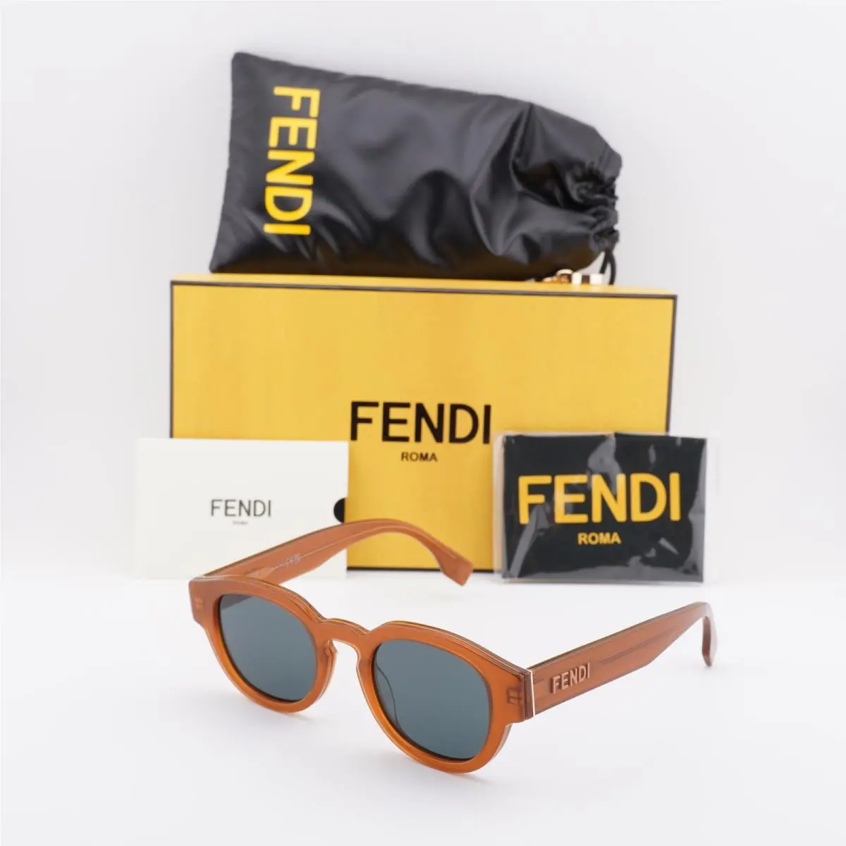 Fendi FE40182I 44N Shiny Opaline Honey/green 48-22-150 Sunglasses