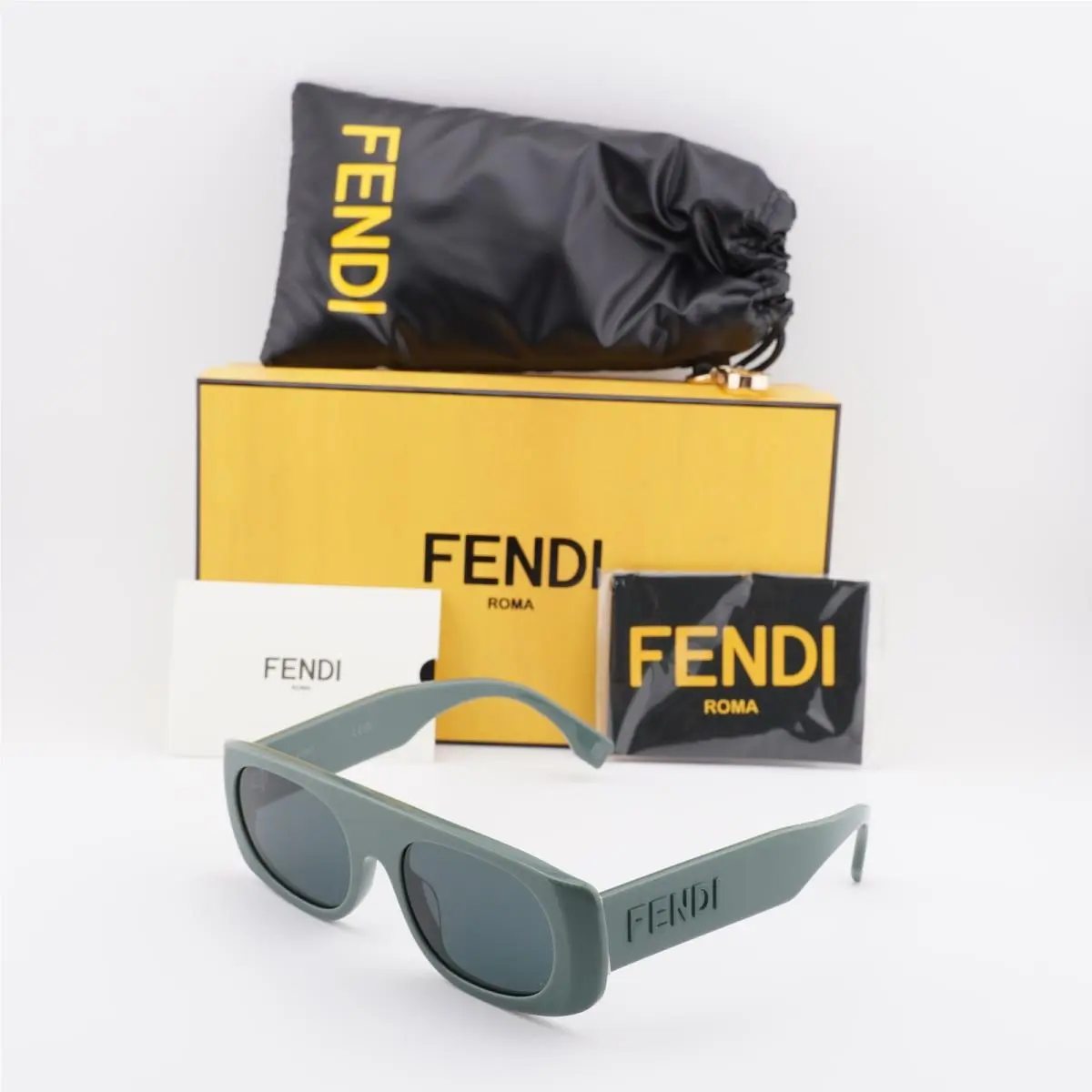Fendi FE40169I 96N Shiny Green/green 54-19-150 Sunglasses