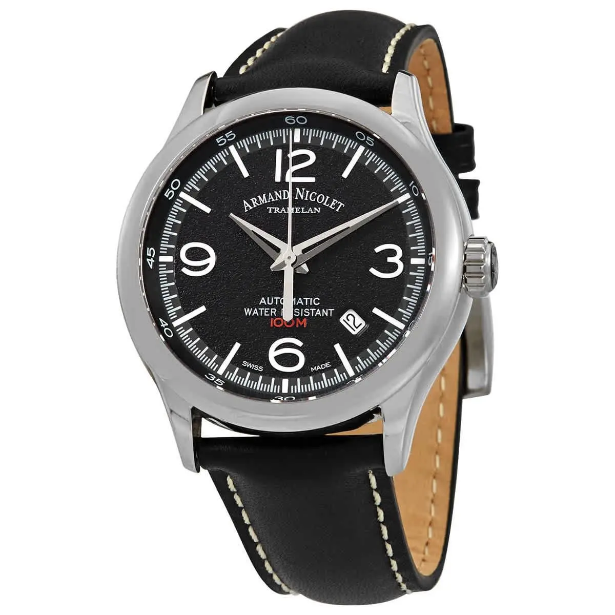 Mah Automatic Black Dial Men`s Watch A840HAA-NR-P140NR2 by Armand Nicolet