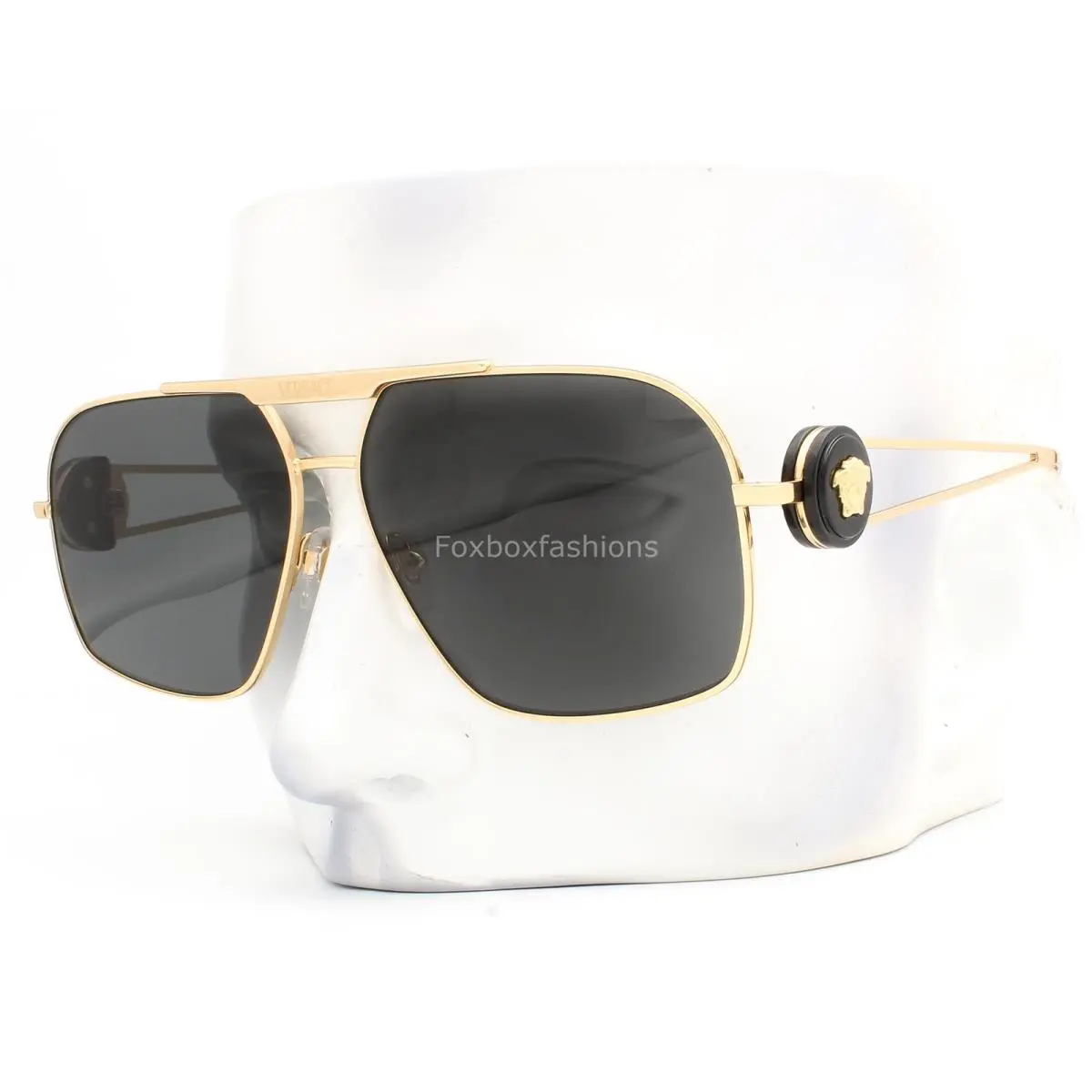 Versace Sunglasses Polished Gold Metal Dark Gray Lens VE 2269 1002/87 with Case