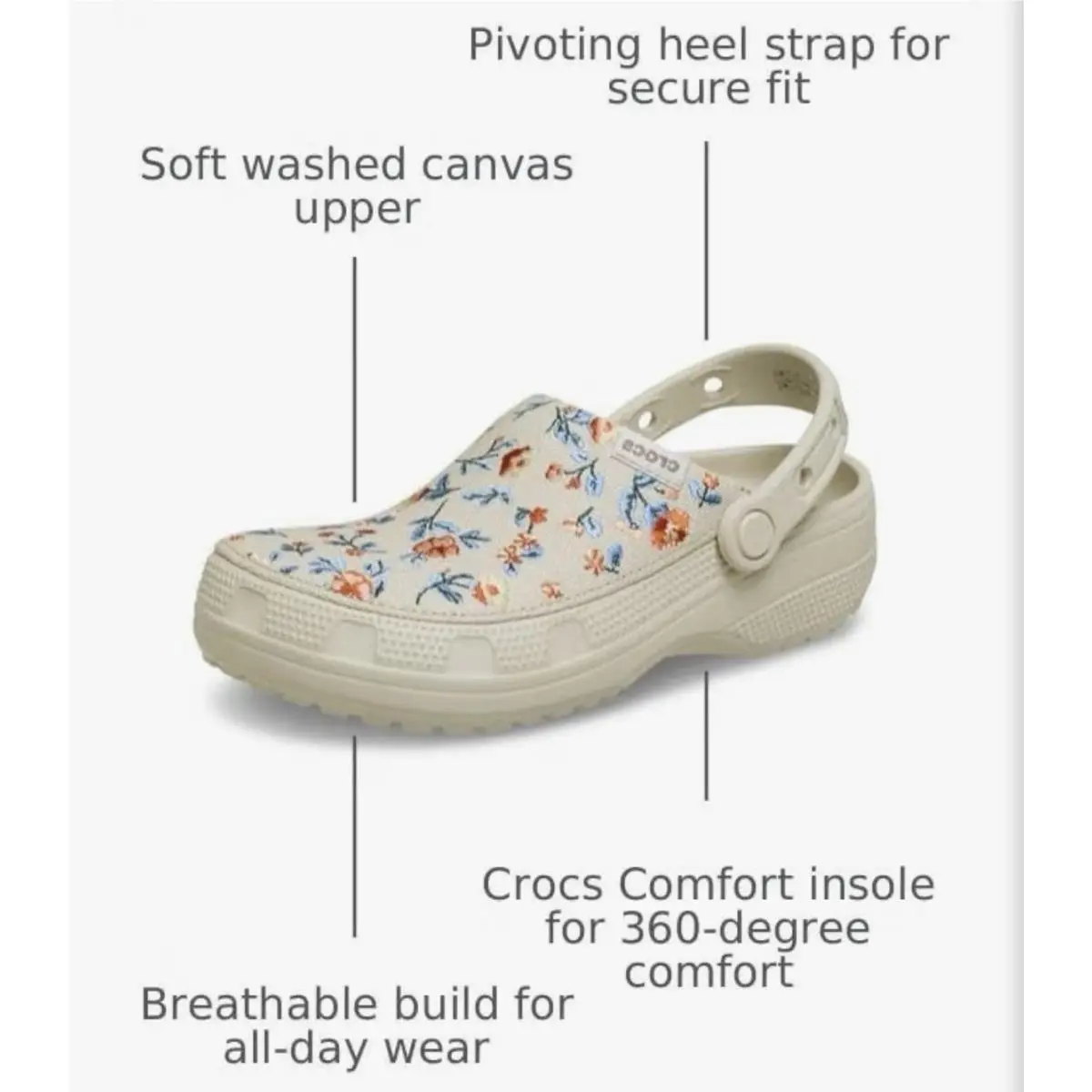 Crocs shoes - Crocs Classic Crafted Floral Clog - 212878-2MC - Beige, Blue, Orange 4