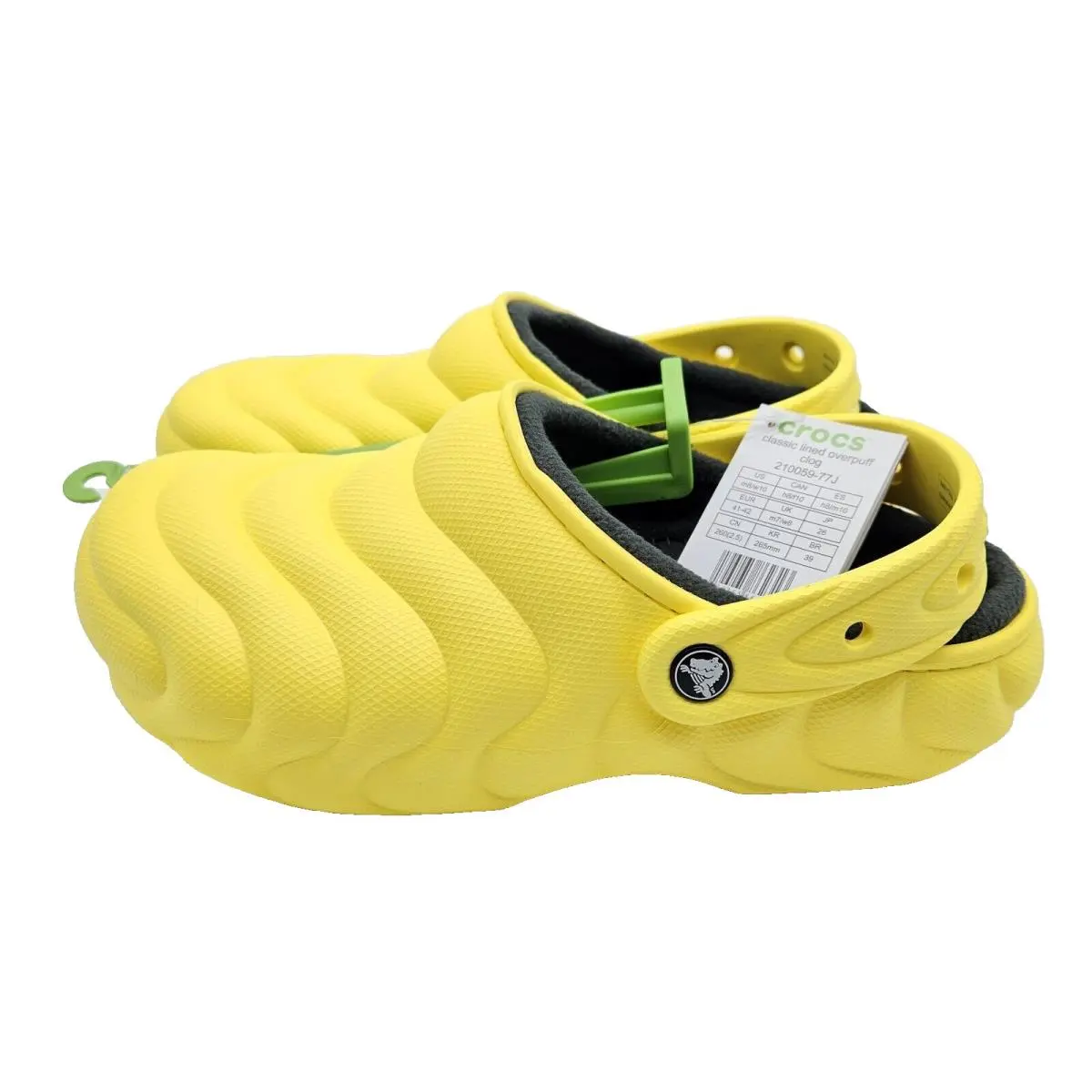 Crocs Womens 10 Mens 8 Classic Lined Overpuff Clogs Sandals Cyber Yellow Shoes