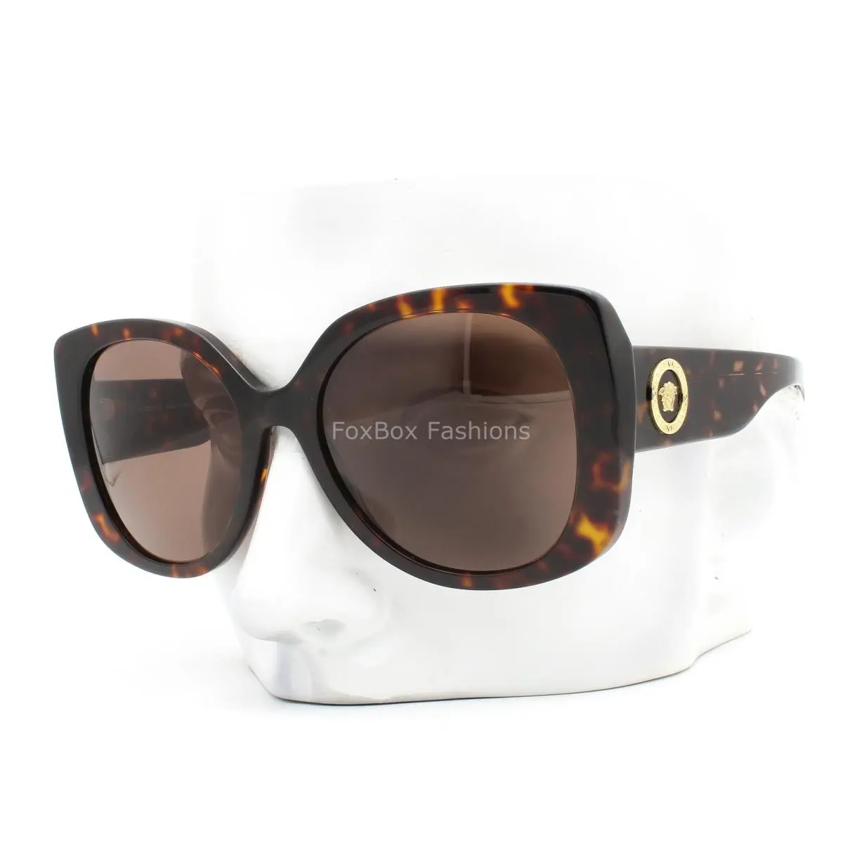 Versace Sunglasses VE 4387 108/73 Polished Brown Havana Gold Medusa Logo W/case
