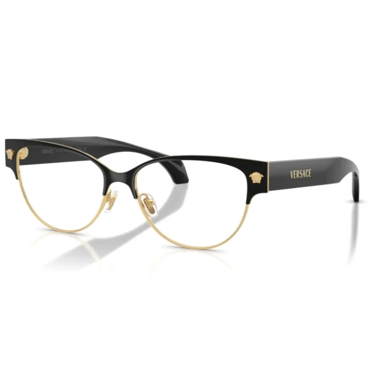 Versace Eyeglasses Mod 1318 1433 53-15 140 Black on Gold Cat Eye Frames