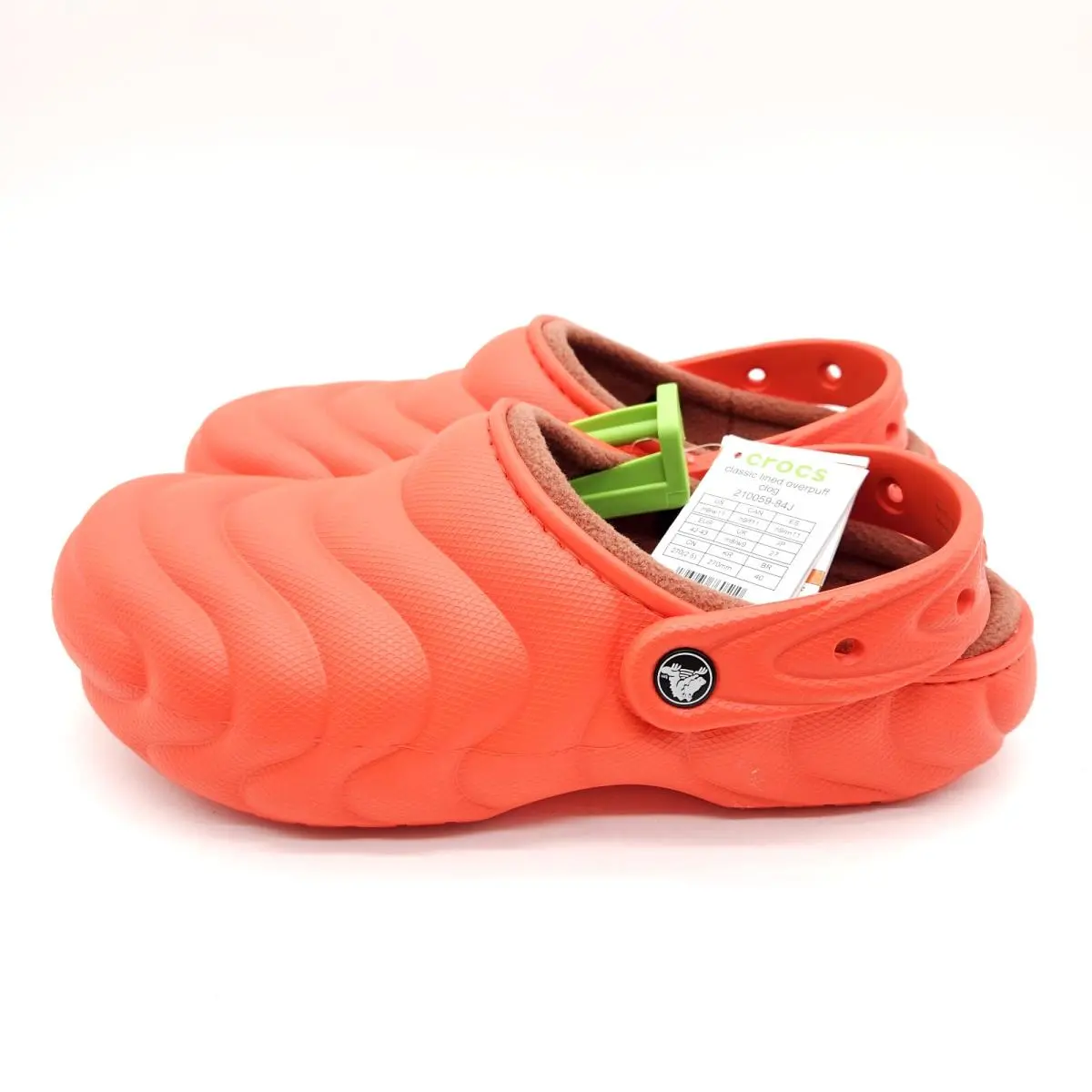 Crocs Classic Womens 11 Mens 9 Lined Overpuff Clogs Lava Orange Sandals Shoes