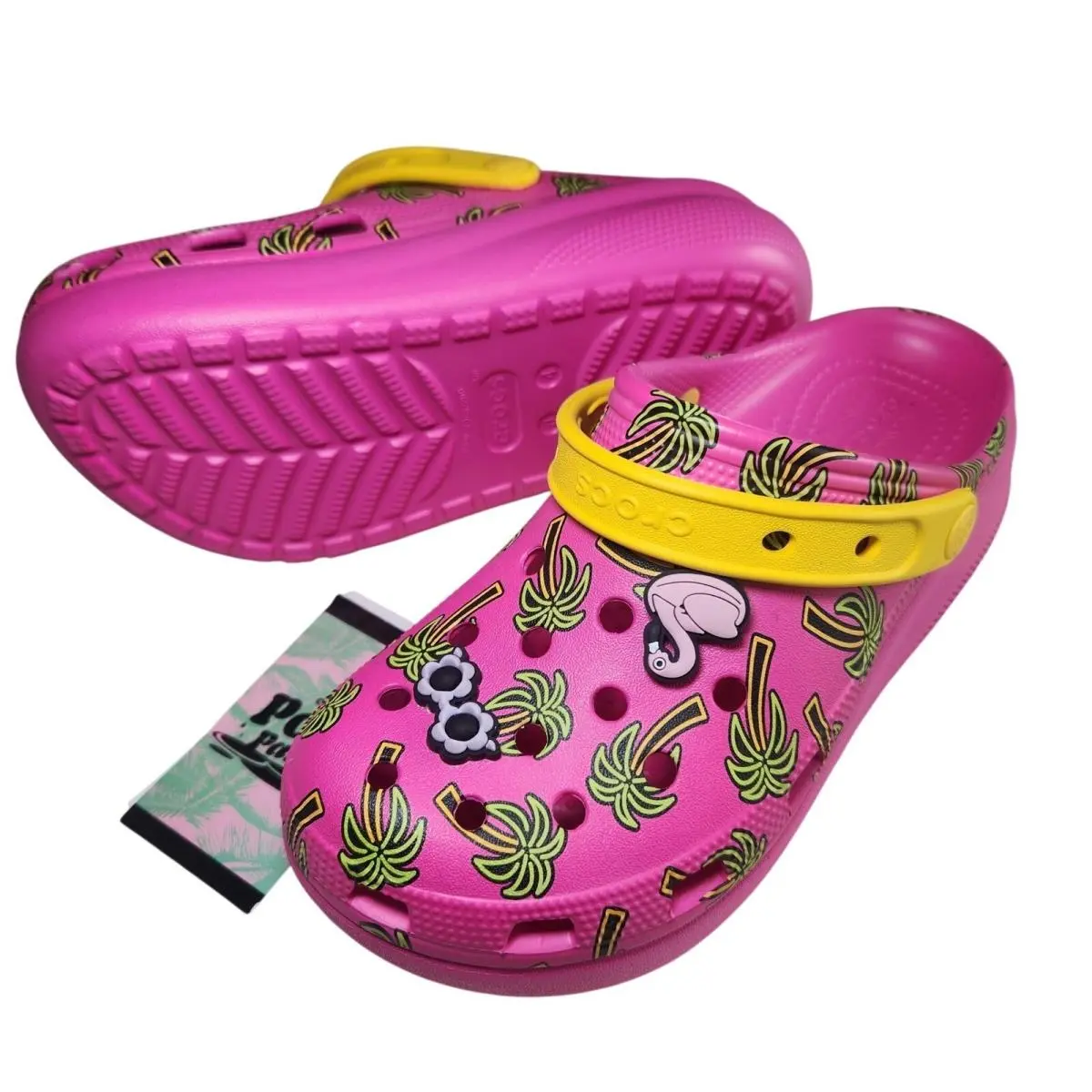 Classic Clogs Womens Girls J4 Pink Beach Palm Pool Summer Flamingo by Crocs