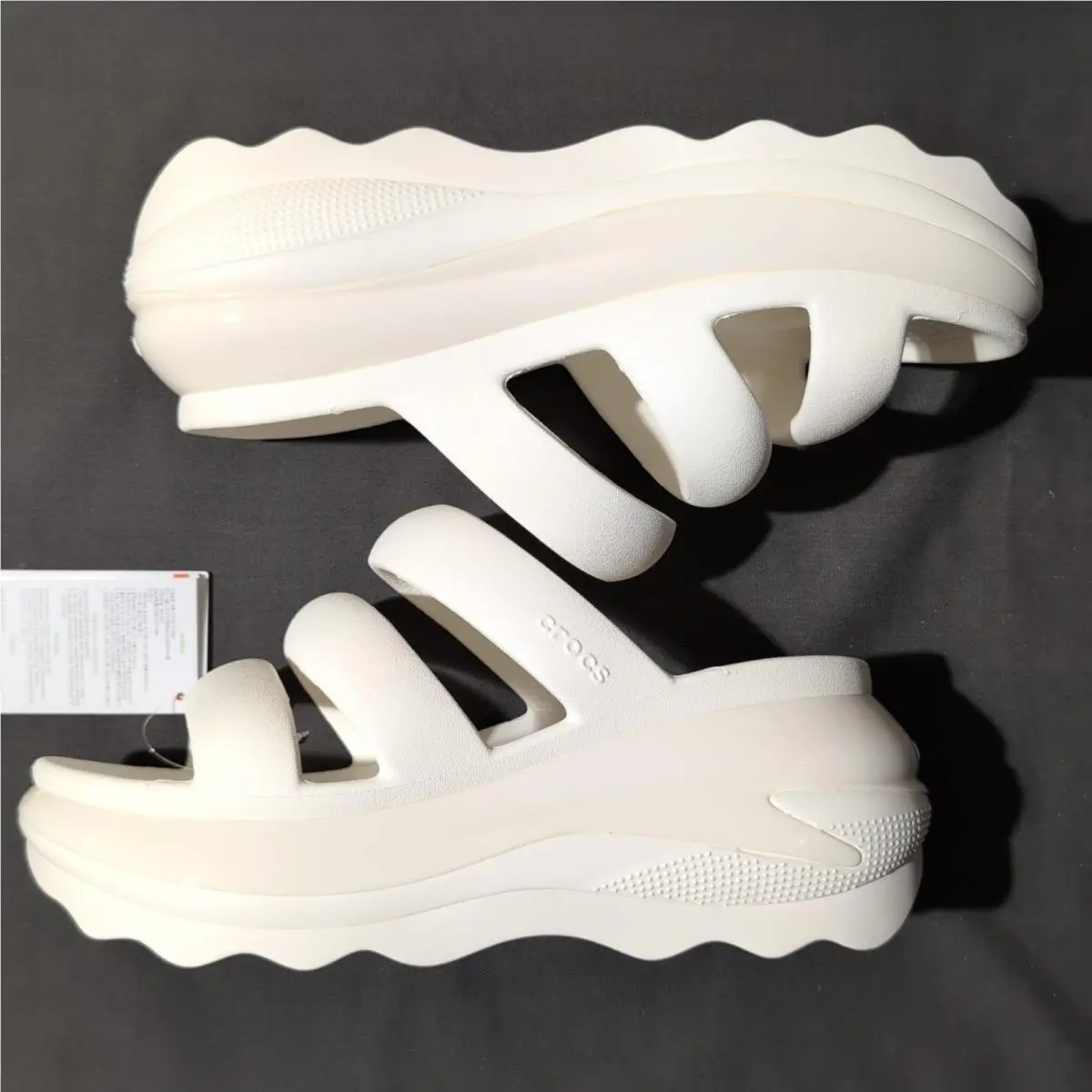 Crocs Mega Crush Triple Strap Sandal Women`s 9 Chalk White Shoes