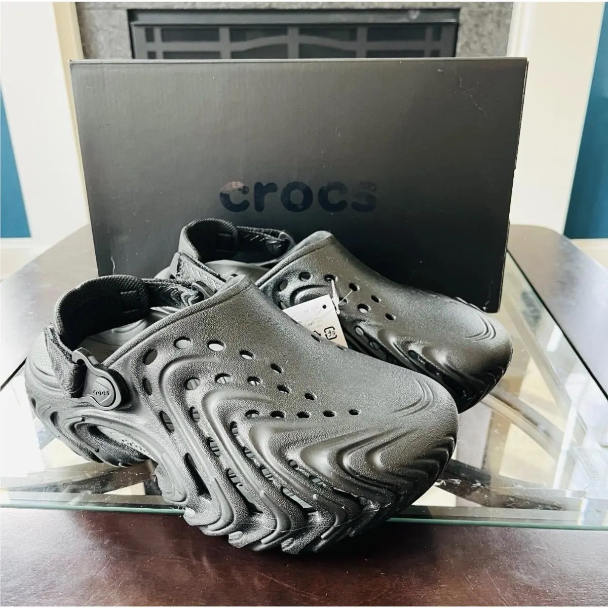 Crocs Echo II Chrome Clogs Chrome Black 213780-0TK Men’s 6/Women’s 8 Box Taped