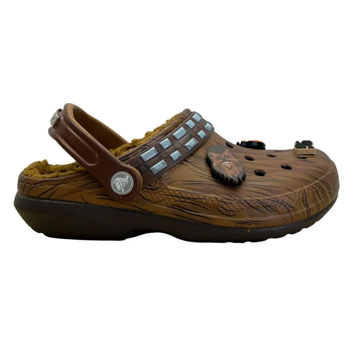 x Star Wars Brown Chewbacca Jibbitz Fuzzy Lined Clogs Size W6/M4 by Crocs