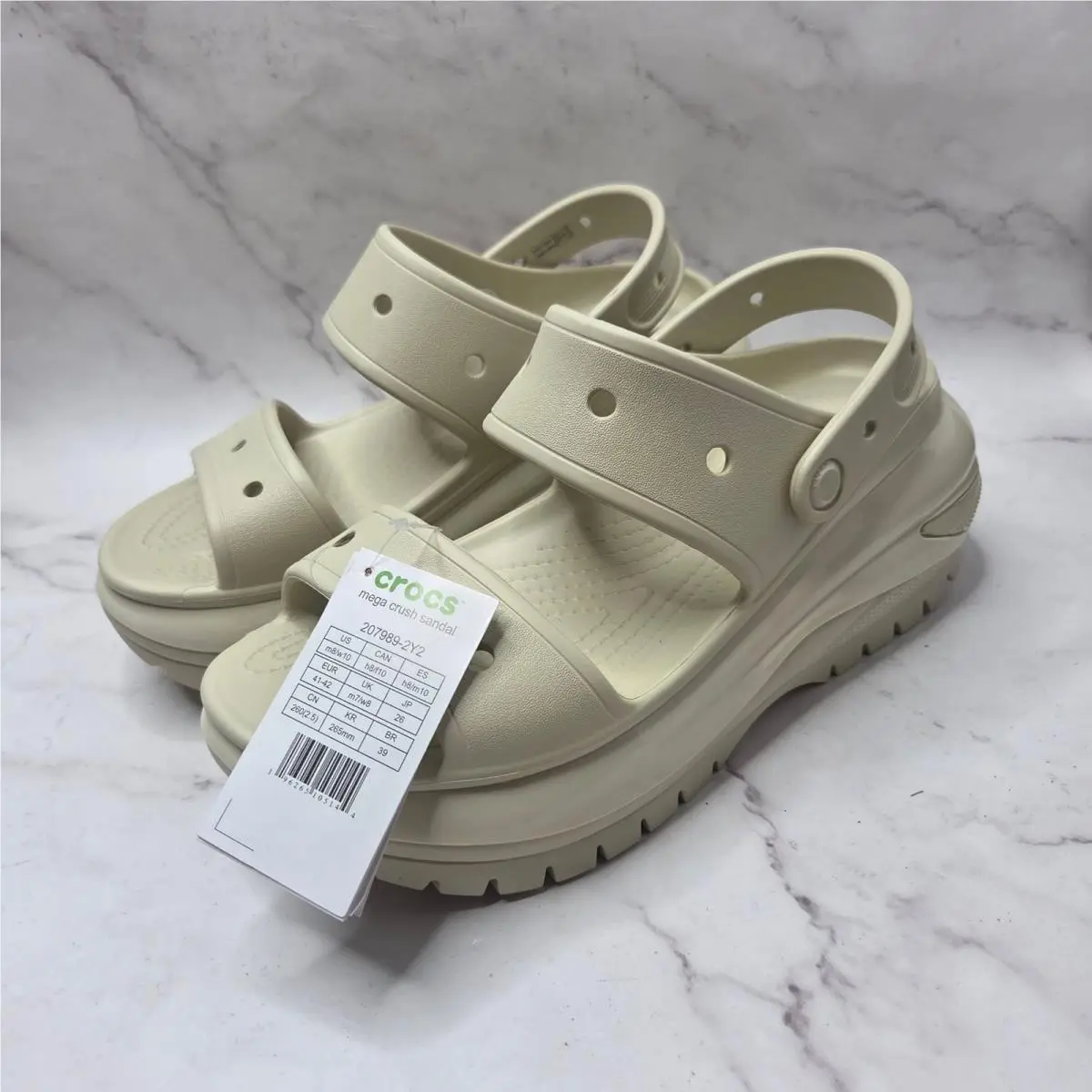 Crocs Mega Crush Sandals Platform Y2K Beige Cream Women`s 10 M8
