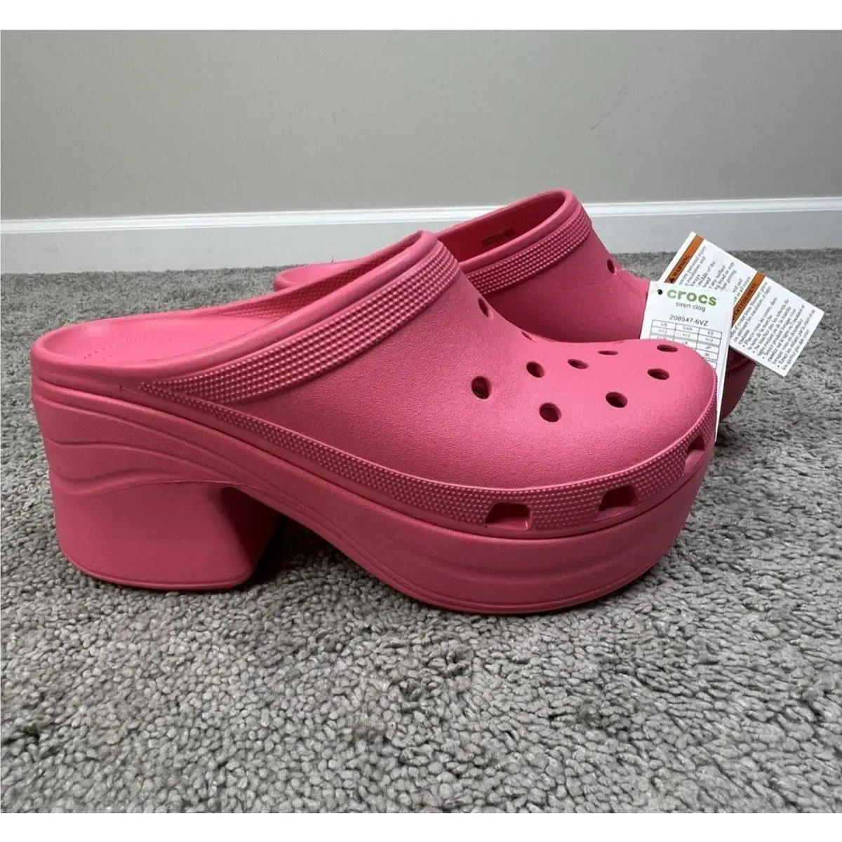 Crocs Siren Clog Pink Crush Platform High Heel Women Size 12 Barbie Hot Pink