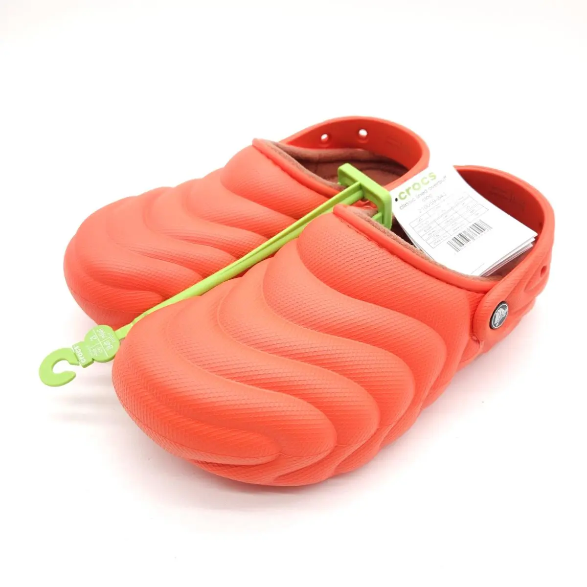 Crocs Classic Womens 9 Mens 7 Lined Overpuff Clogs Lava Orange Sandals Shoes
