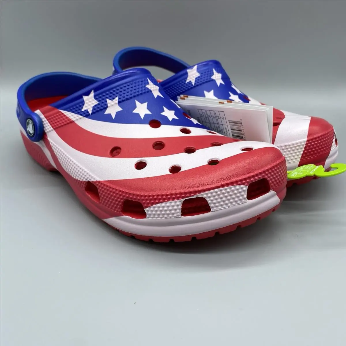 Crocs Shoes Mens US 9 American Flag Red White Blue Usa Clogs Womens US 11 Unisex
