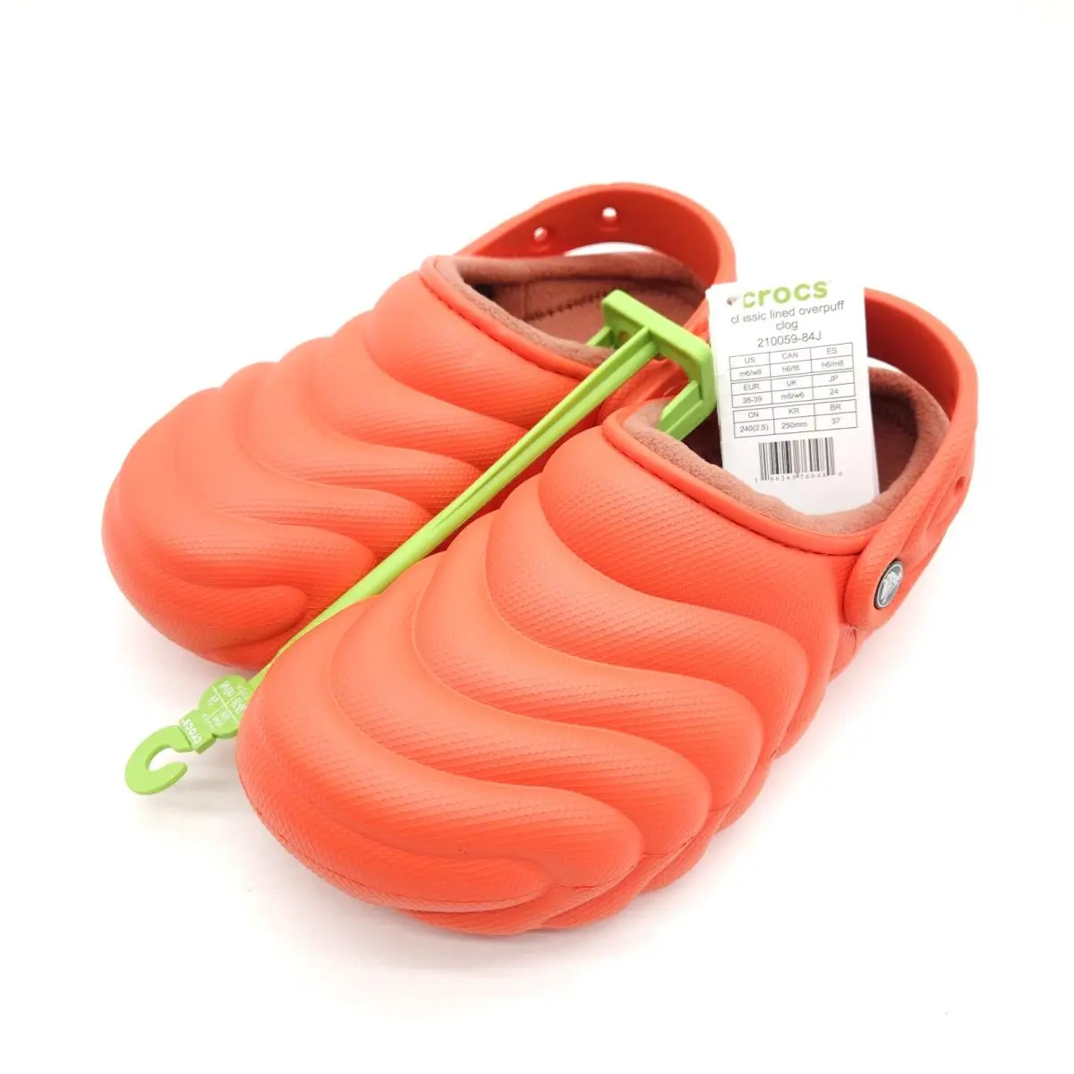 Classic Womens 8 Mens 6 Lined Overpuff Clogs Lava Orange Sandals Shoes by Crocs