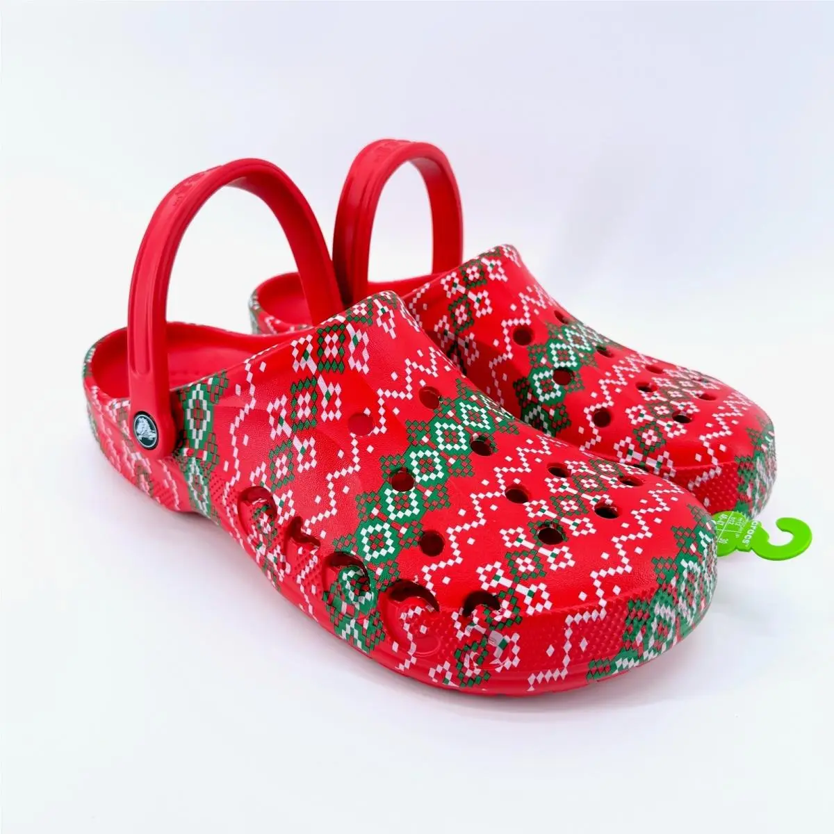 Crocs Baya Holiday Graphic Clog Red Fair Isle Mens Size M12 Christmas Gift