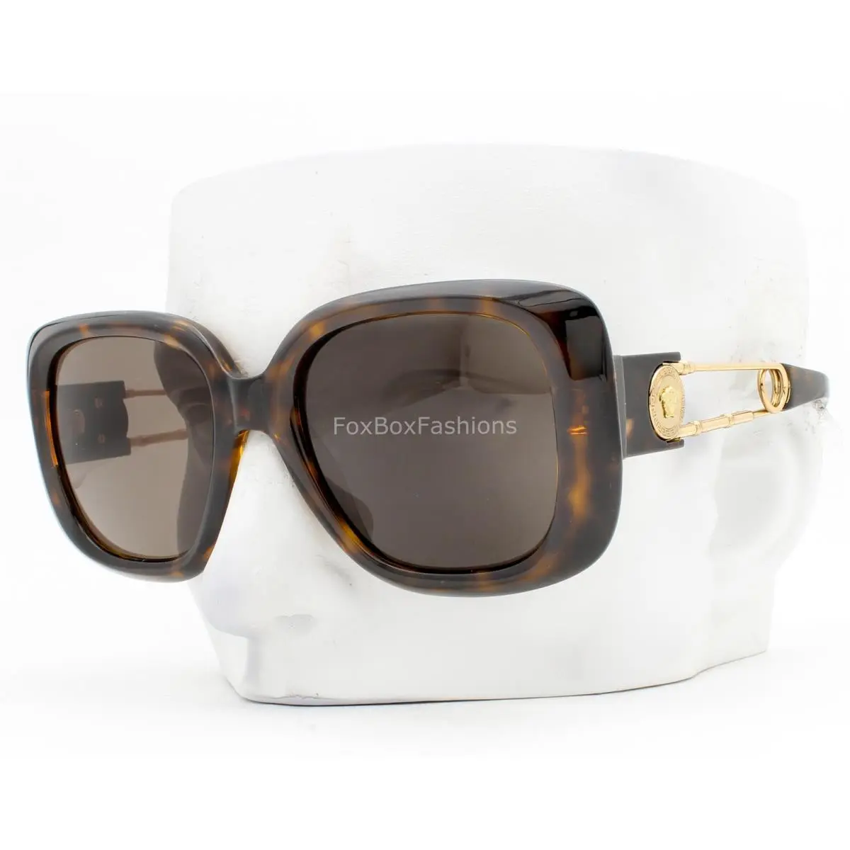 Versace Sunglasses Polished Brown Havana Gold Medusa Logo VE4411 108/3 with Case