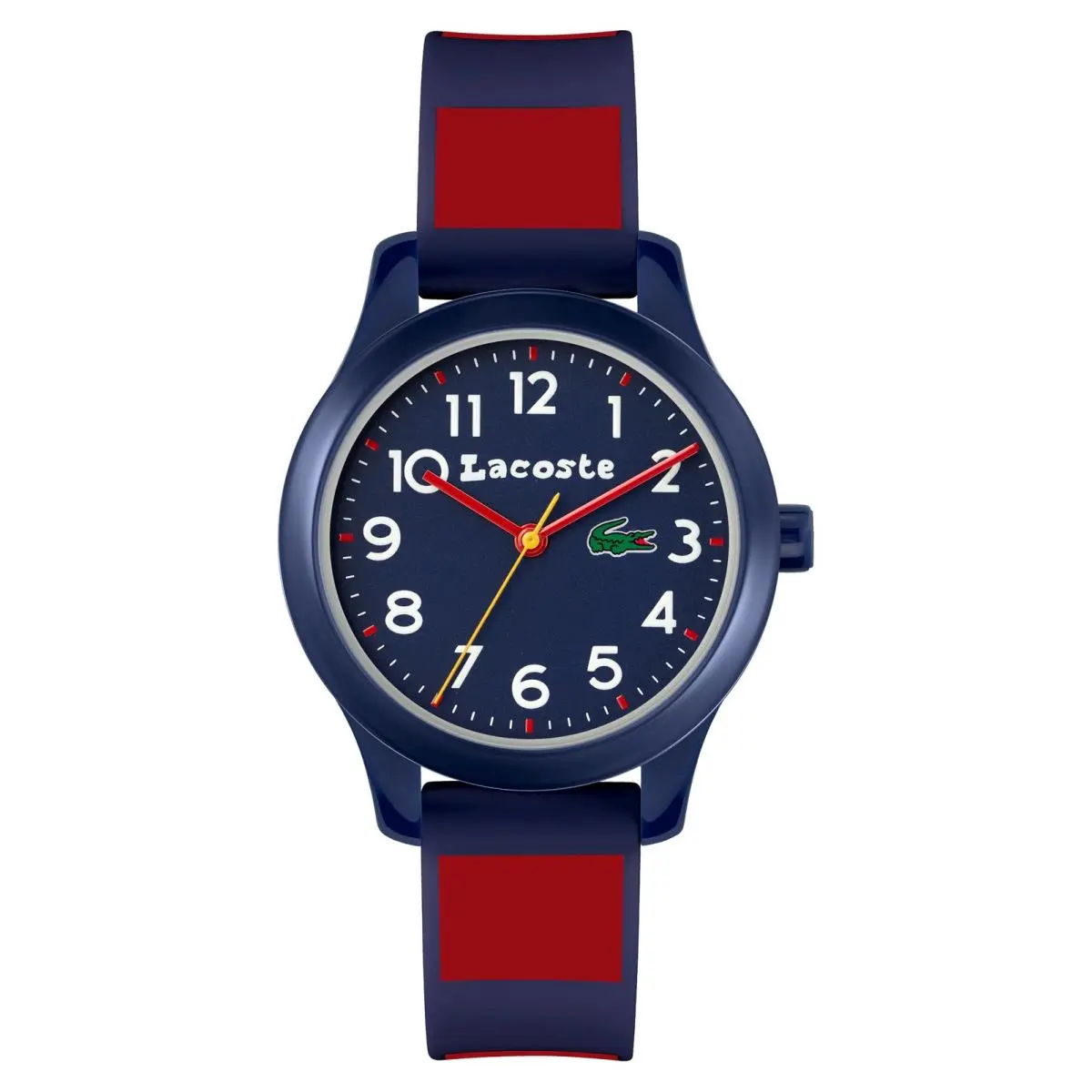 Kids` L.12.12 Blue Red Silicone Strap Watch 32mm by Lacoste