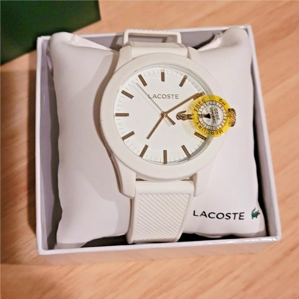 w/ Tag N Box  Unisex 12.12 White Silicone Strap Wristwatch 43mm by Lacoste