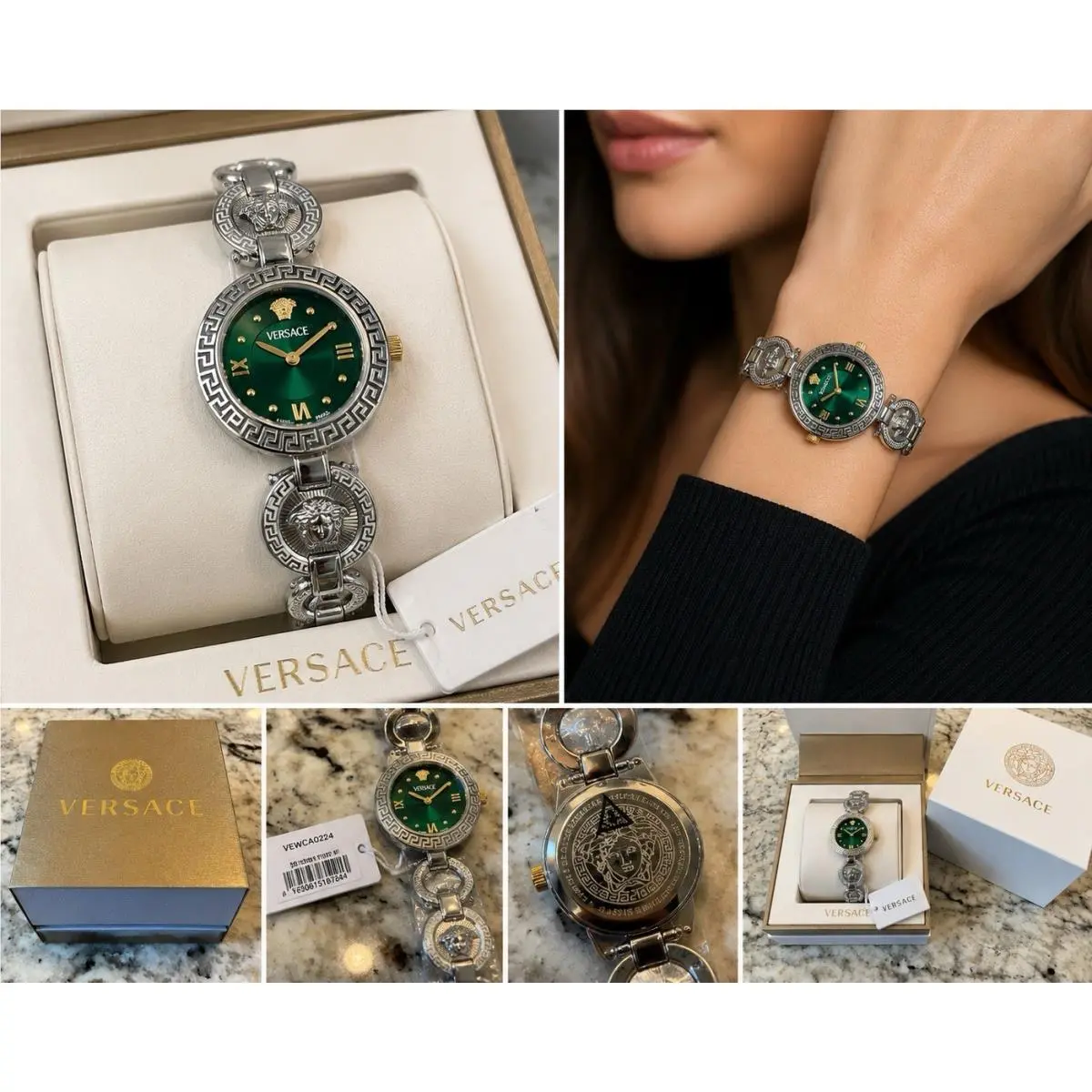 Woman`s Gorgeous Watch  Greca Jewel Watch – Emerald by Versace