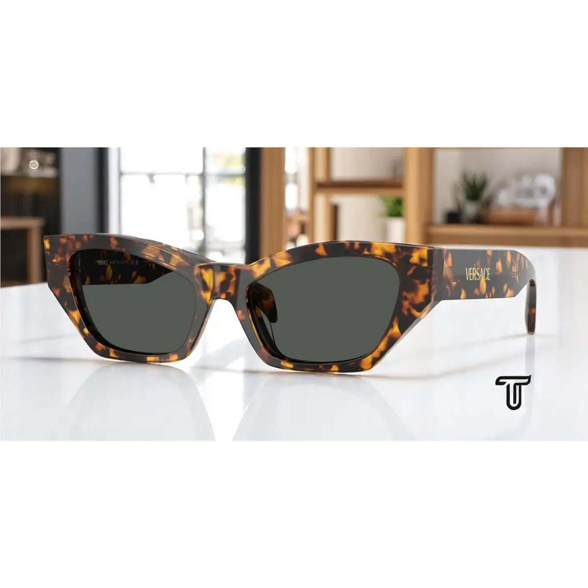 Versace VE4488U 551487 Havana Tortoise Dark Grey 53 mm Women`s Sunglasses