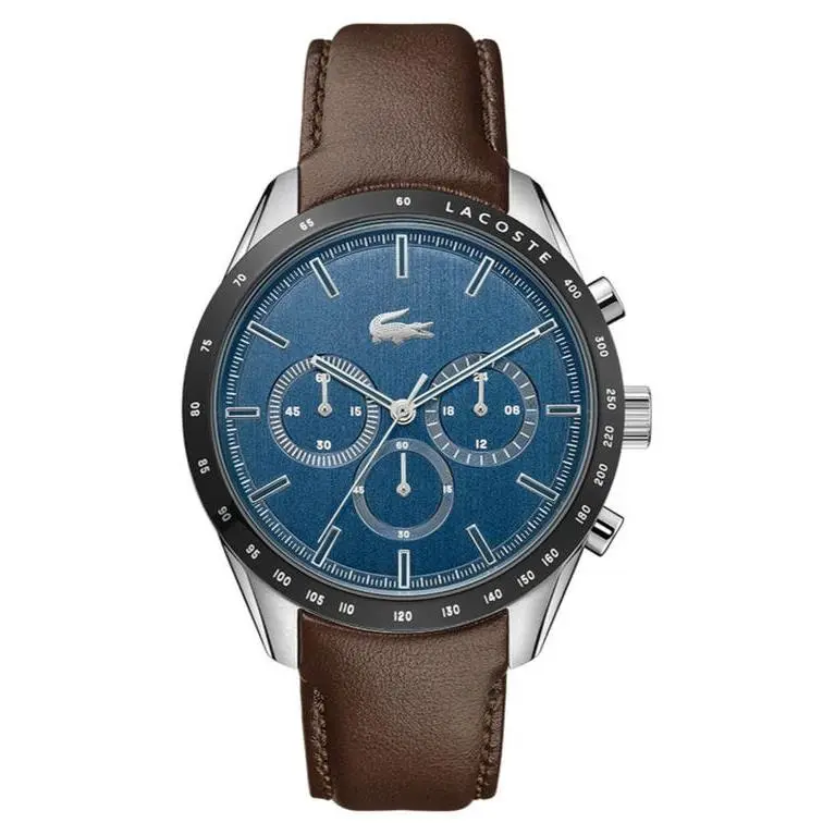 Men`s Boston Brown Leather Strap Watch 42mm Women`s Shoes by Lacoste