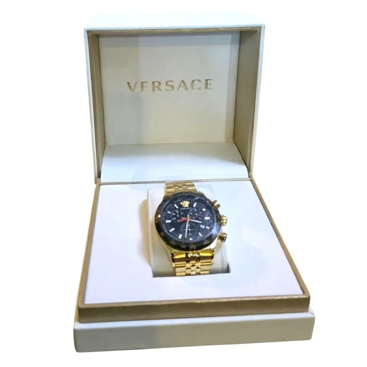 Versace Hellenyium Chrono Mens Gold-tone Stainless Steel Watch VE2U00622 44mm