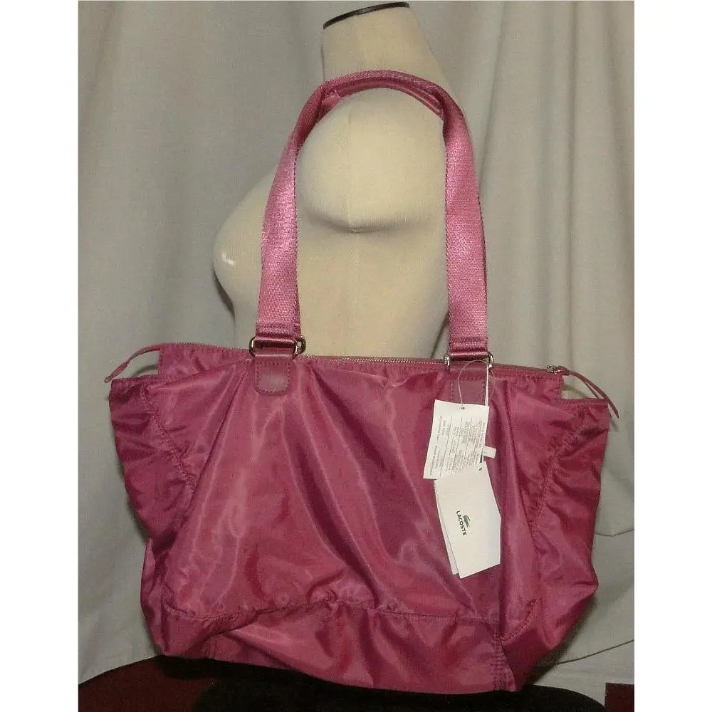 Izod  Dusty Rose Pink Nylon Tote Bag Large Zip Purse Croc in The City by Lacoste