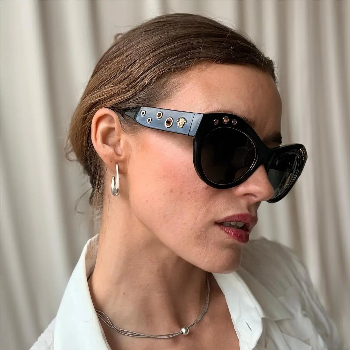 Versace Rock Ring Cat-eye Sunglasses - VE4320 Black