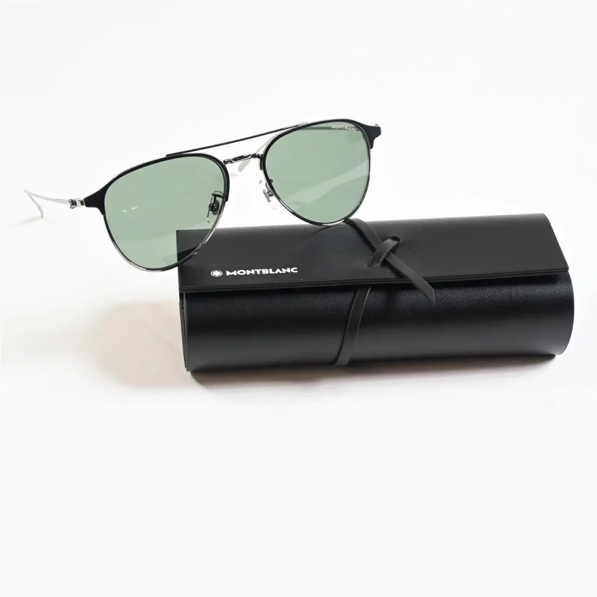 MB0190S 002 Mens Sunglasses Ruthenium Green 55mm by Montblanc