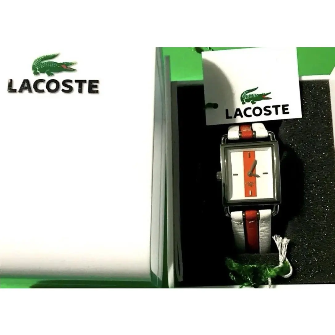 Izod White/orange Stripe Leather Ladies Watch Retail Vintage by Lacoste