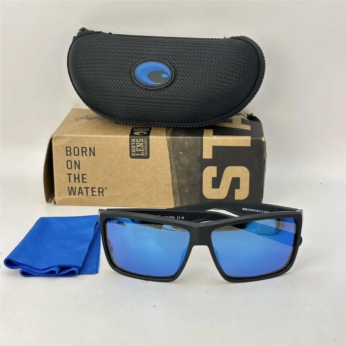Mens Rinconcito 580G Polarized Mirror Sunglasses Matte Black/blue by Costa Del Mar