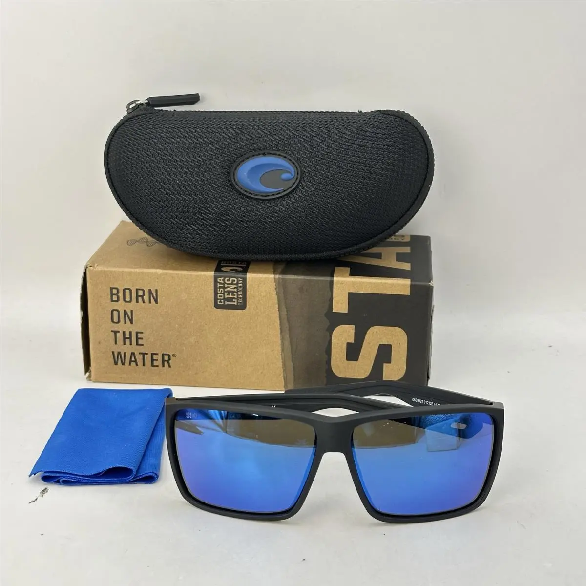 Rincon II Square 580G Polarized Mirror Sunglasses Matte Black/blue by Costa Del Mar