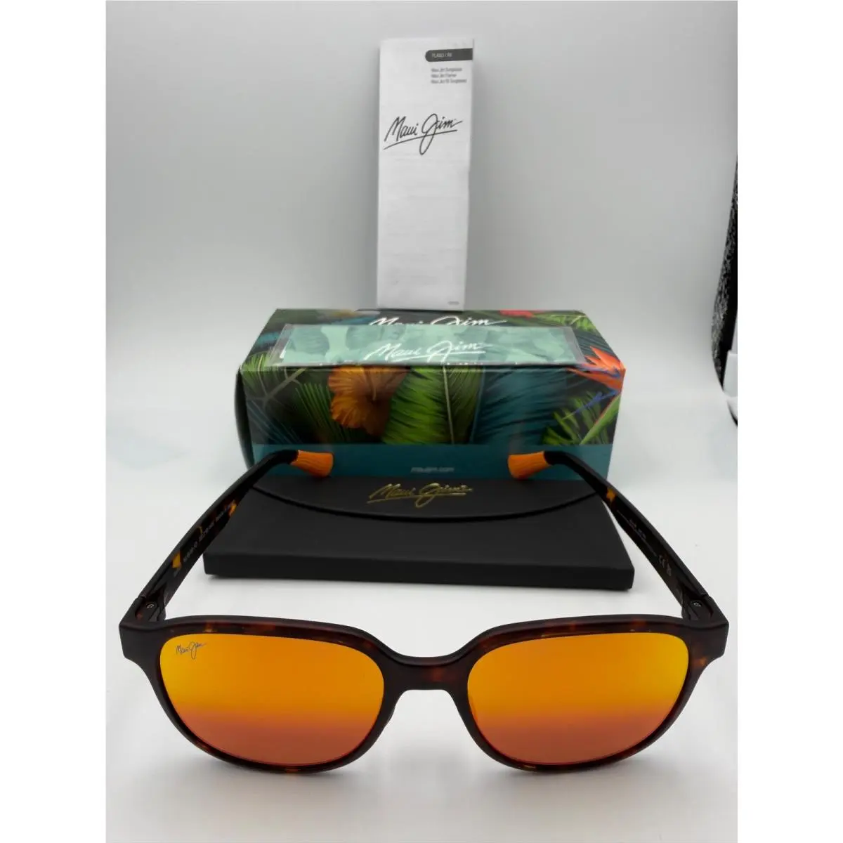Polarized Sunglasses MJ649 10 Noa Matte Dark Havana Orange Lava 55 18 by Maui Jim