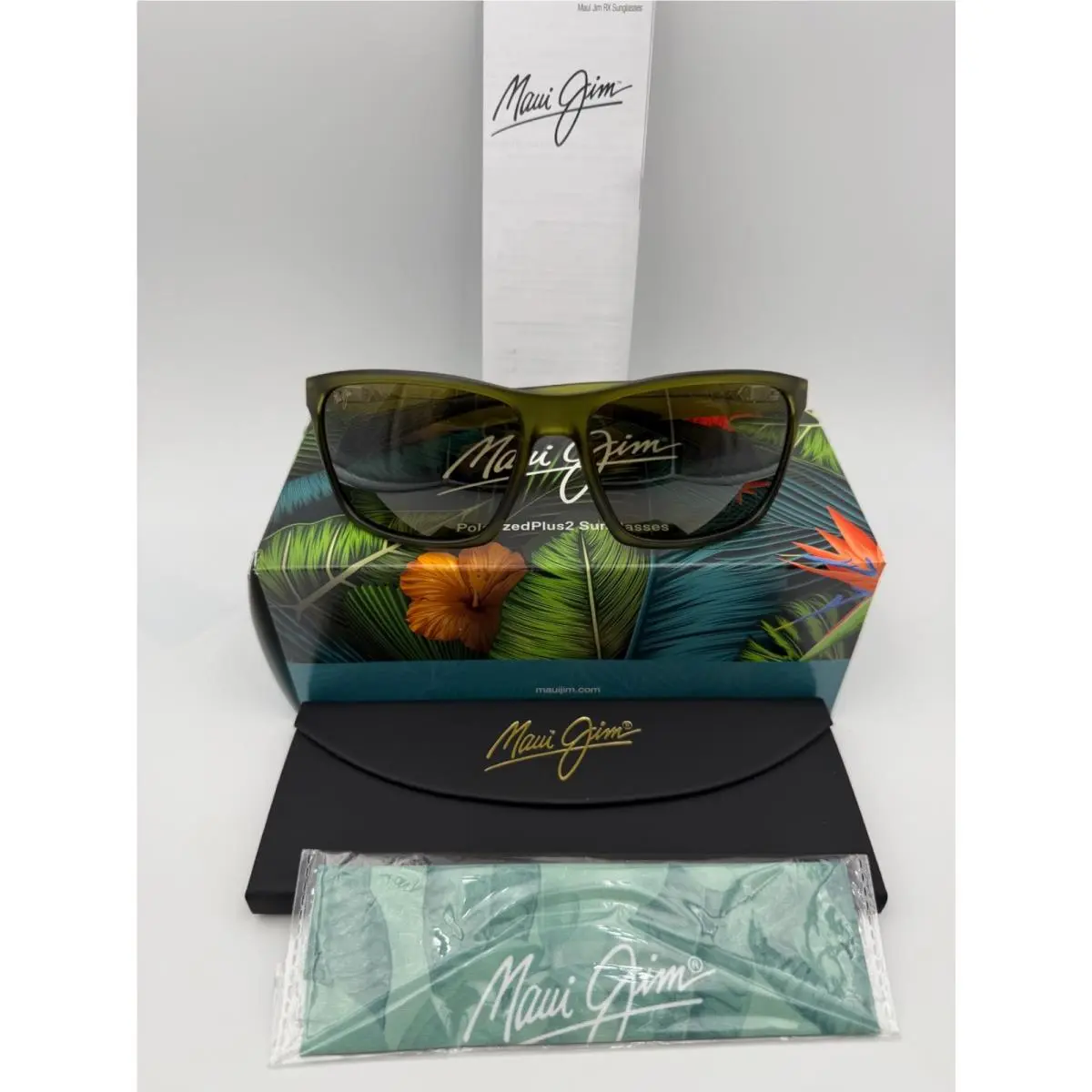 Polarized Sunglasses MJ 804 15M Makoa Translucent Kahki Green Maui HT by Maui Jim