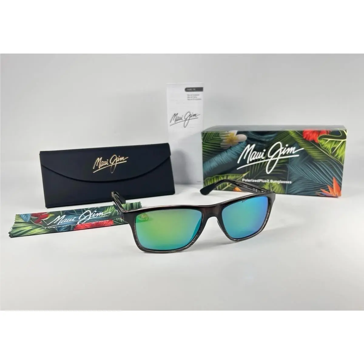 Onshore Brown Stripe Maui Green Polarized Sunglasses MJO798S 003 by Maui Jim