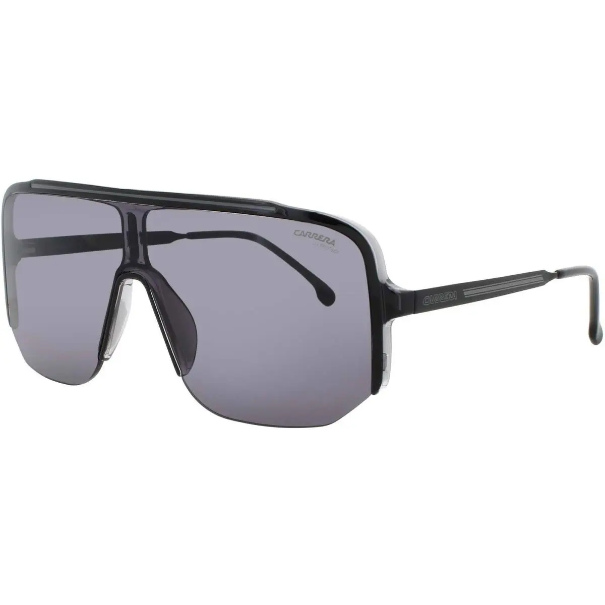Carrera 1060/S 08A/IR Unisex Shield Shape Sunglasses Black/grey Acetate Half Rim