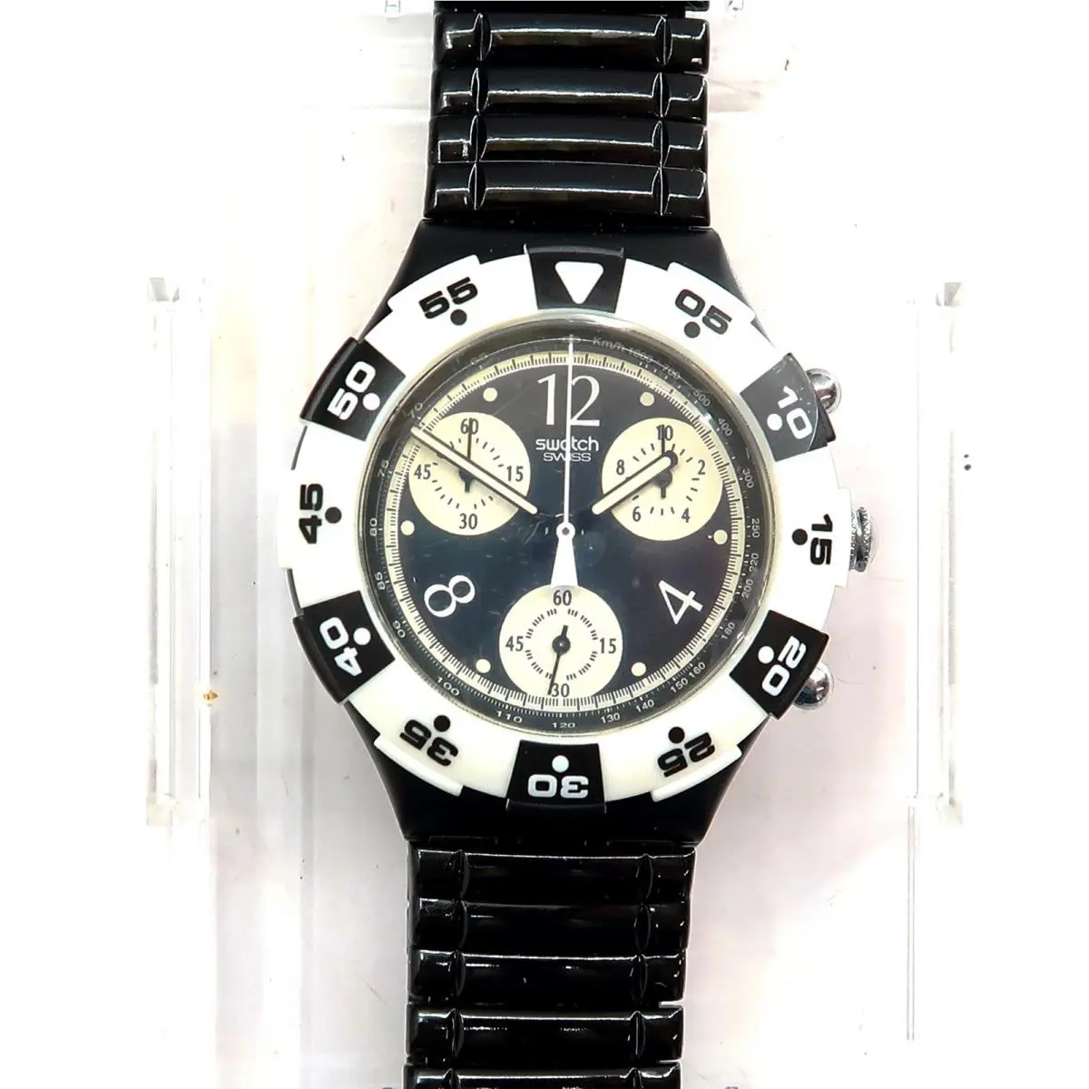 Aquachrono Watch Black Jack SEB100 w/ Case Papers 1995 Mid Size by Swatch