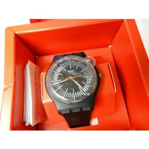 Intercyderal Metallic Black/grey Pinstripe Gents  Silicone Band-nib by Swatch