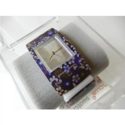 Lady Violet Elegant Purple Blossoms Tiles Square  Flex Band Nib-rare by Swatch
