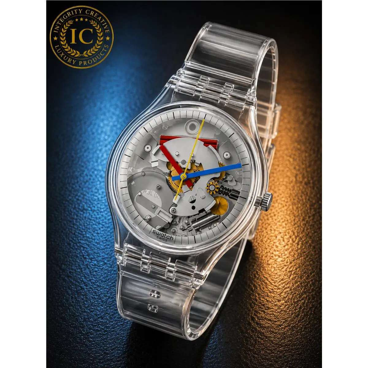 Unisex  Watch Polymer Transparent Dial Quartz Gent Biosourced Clearly by Swatch